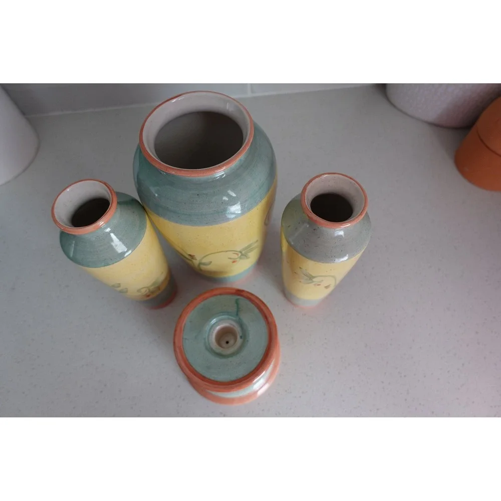 vintage‎ ceramic vases 70s retro style multi colors set of 4